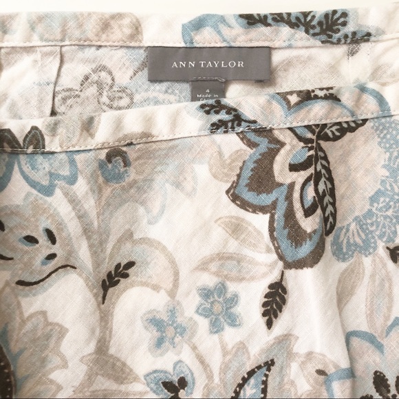 Ann Taylor Linen Ruffle Floral Midi Skirt - Picture 2 of 6